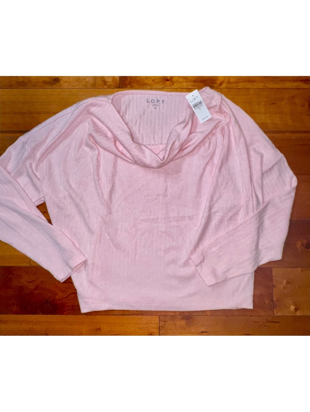 NWT LOFT Medium Pink Ribbed Cowl Neck Sweater with Tags